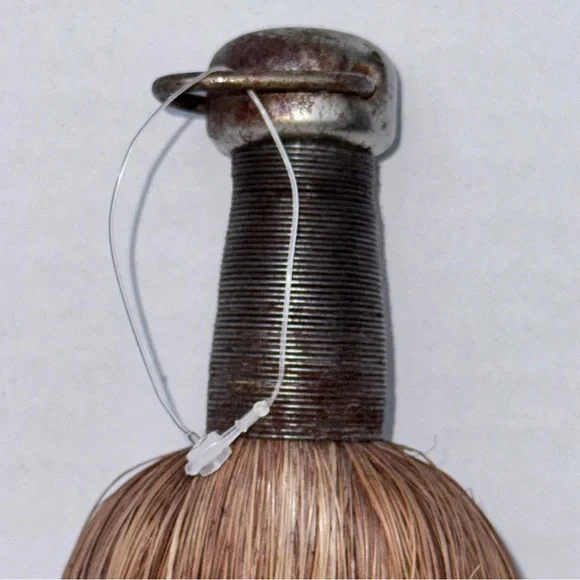 Vintage Whisk Broom Primitive USA Burgundy Check Ribbon Holiday Decor - Picture 7 of 16